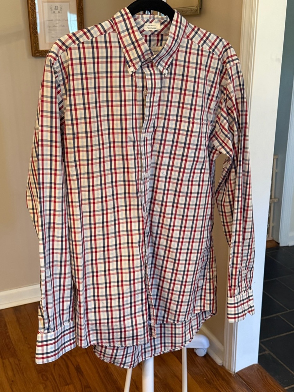 Onward Reserve Men’s Plaid Button-Down Shirt - White, Red & Blue
